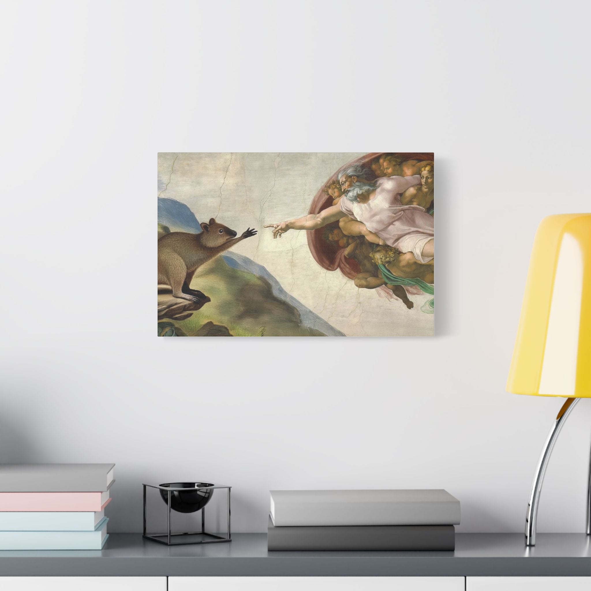 Quokka's Touch - Creation of Adam Parody Canvas Print