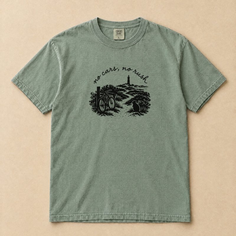 No Cars, No Rush Quokka T-Shirt – Handwritten Island Path Silhouette Tee
