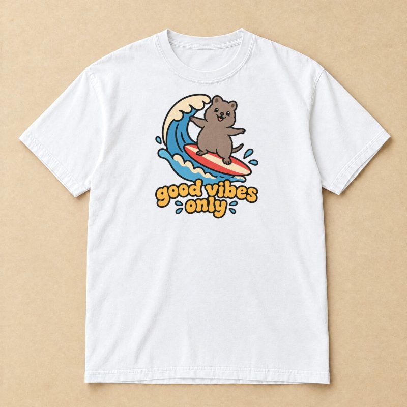 Good Vibes Only Quokka T-Shirt – Surfing Quokka Graphic Tee