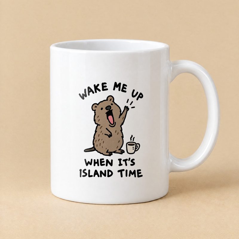 Wake Me Up When It's Island Time Quokka Mug – Funny Yawning Quokka Coffee Mug 11oz