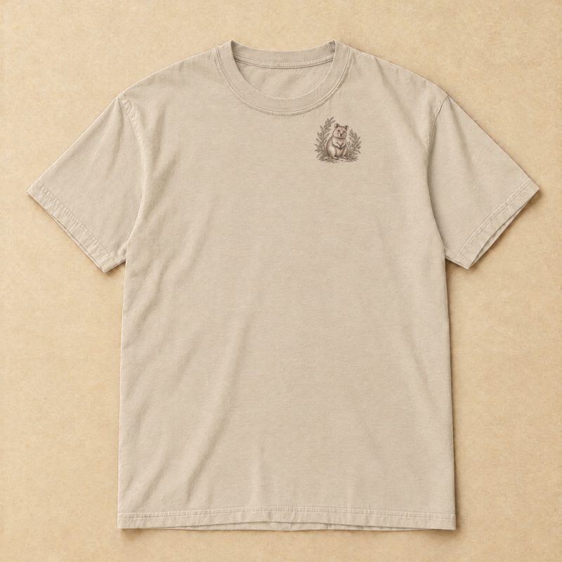 Quokka T-Shirt — Botanical Line Art Pocket Tee, Unisex Soft Cotton