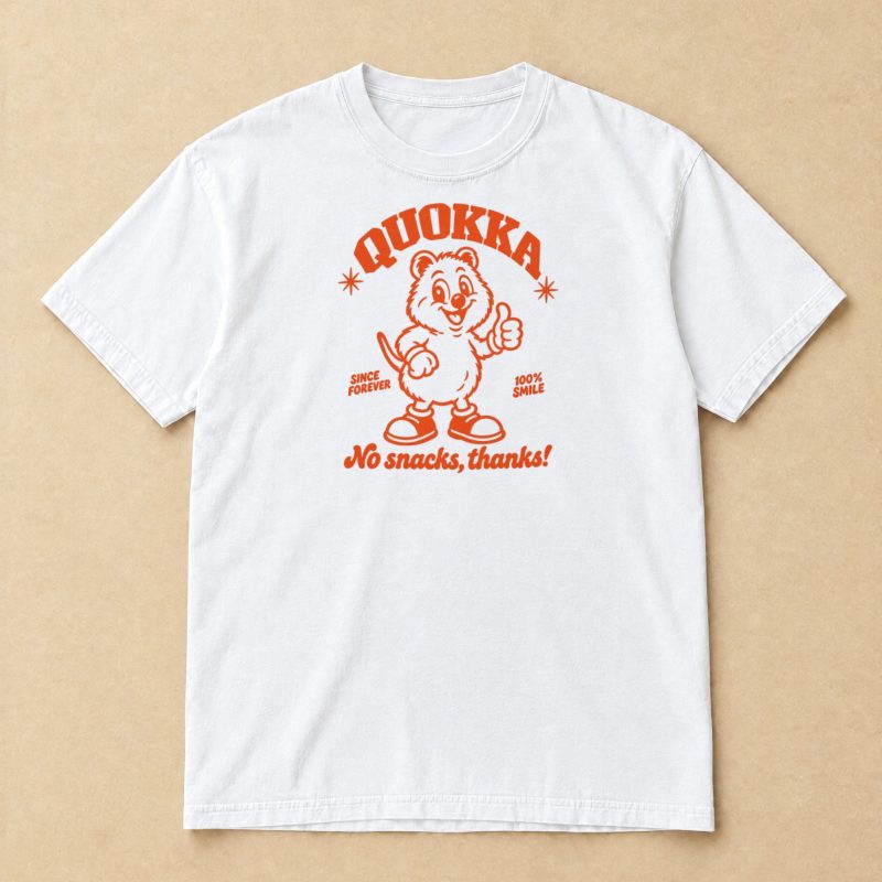 No Snacks, Thanks! Quokka T-Shirt – Retro Mascot Graphic Tee