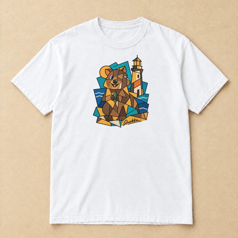 Cubist Quokka T-Shirt – Abstract Art Lighthouse Graphic Tee