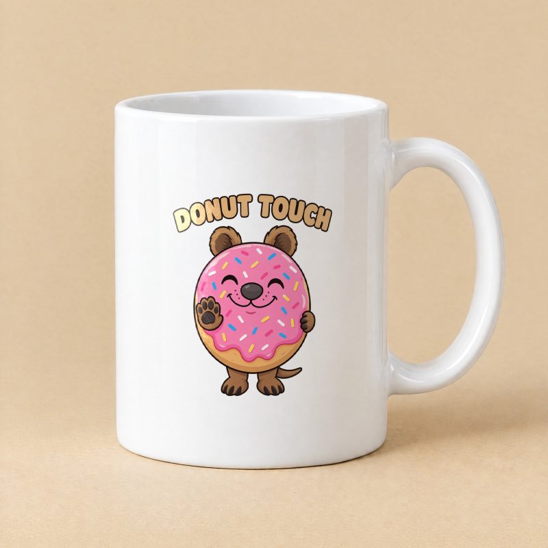 Donut Touch Quokka Mug – Funny Donut Pun Coffee Mug 11oz