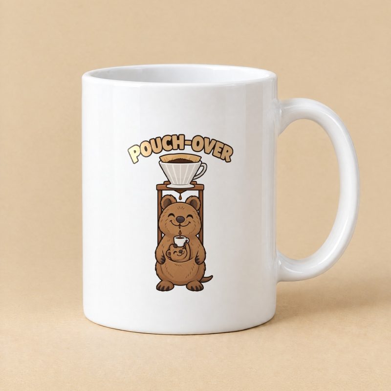 Pouch-Over Quokka Mug – Pour-Over Coffee Pun Mug 11oz