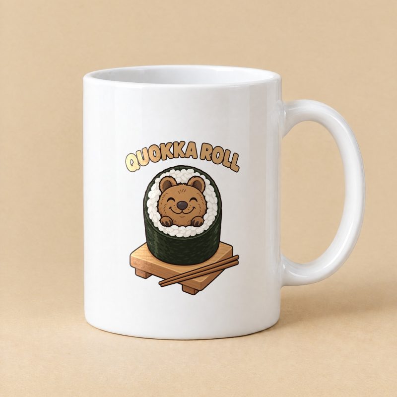 Quokka Roll Mug – Sushi Roll Pun Coffee Mug 11oz