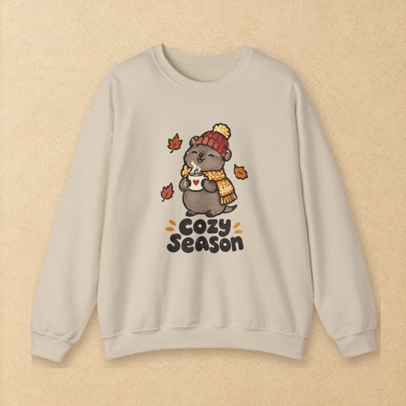 Cozy Season Quokka Sweatshirt – Beanie & Coffee Crewneck