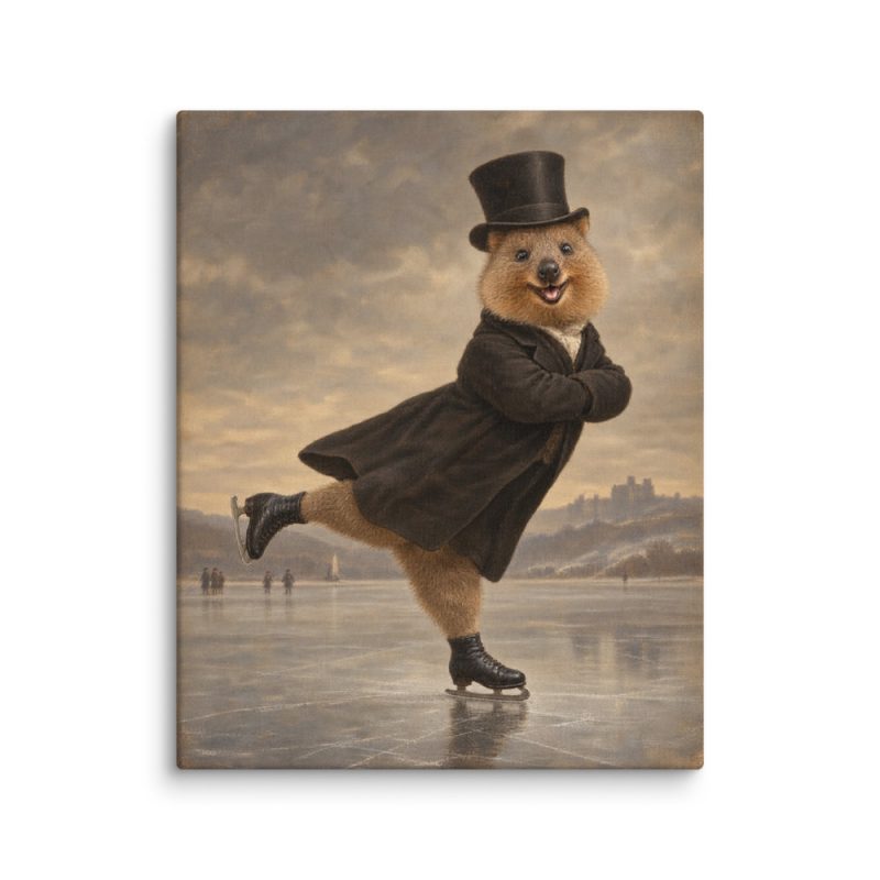 The Skating Quokka Canvas Print – 16″×20″