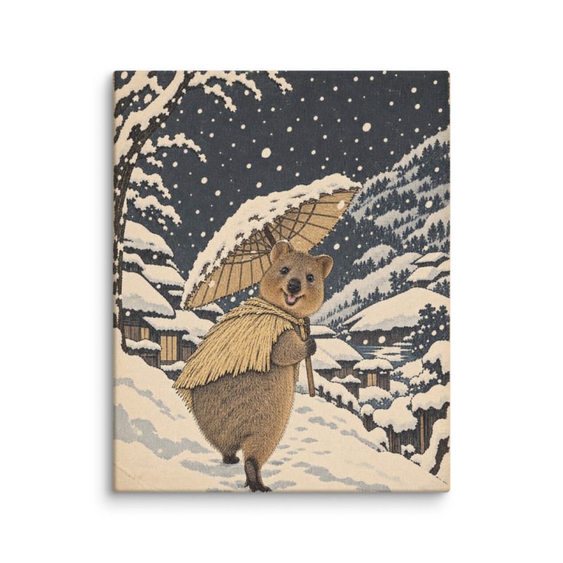 Night Snow Quokka Canvas Print – 16″×20″