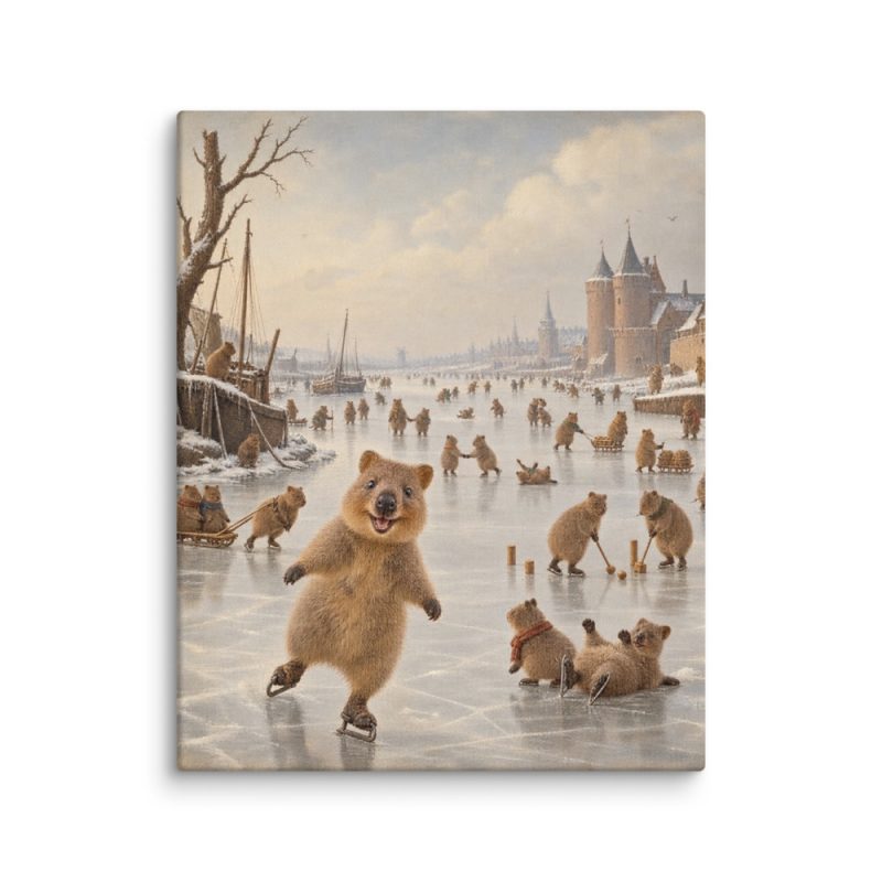 Quokkas on the Ice Canvas Print – 16″×20″