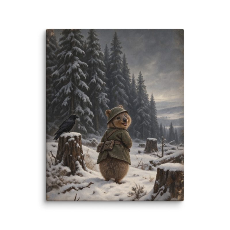 The Quokka in the Snowy Forest Canvas Print – 16″×20″
