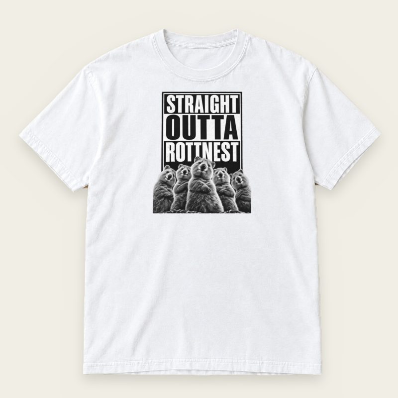Straight Outta Rottnest Quokka T-Shirt – Funny Quokka Crew Parody Tee