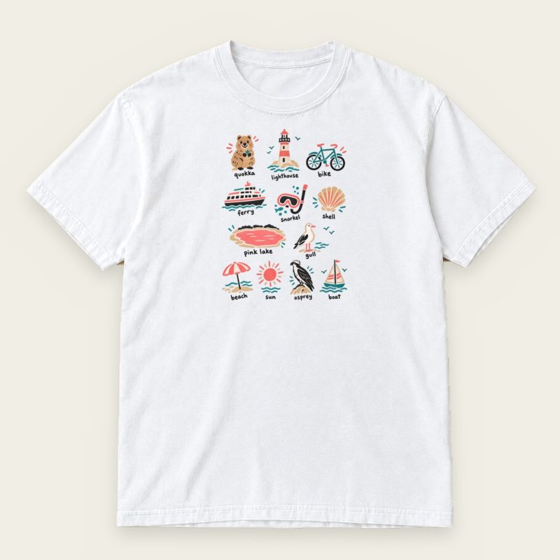 Rottnest Island Icons T-Shirt – Quokka, Lighthouse & Ferry Graphic Tee