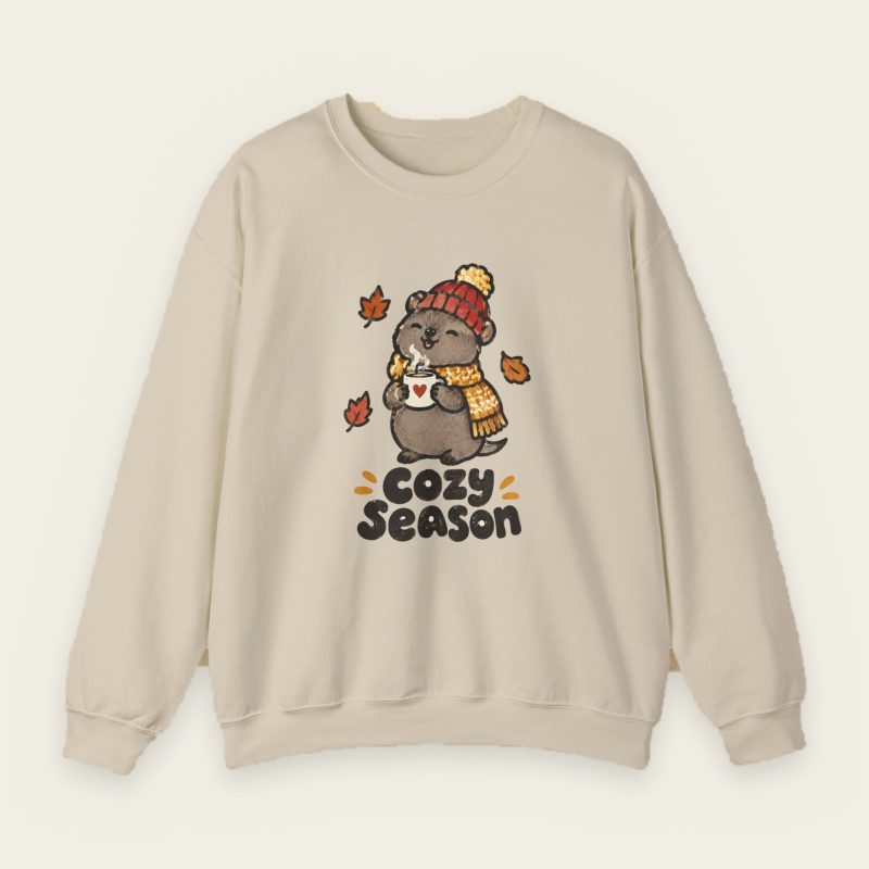 Cozy Season Quokka Sweatshirt – Beanie & Coffee Crewneck