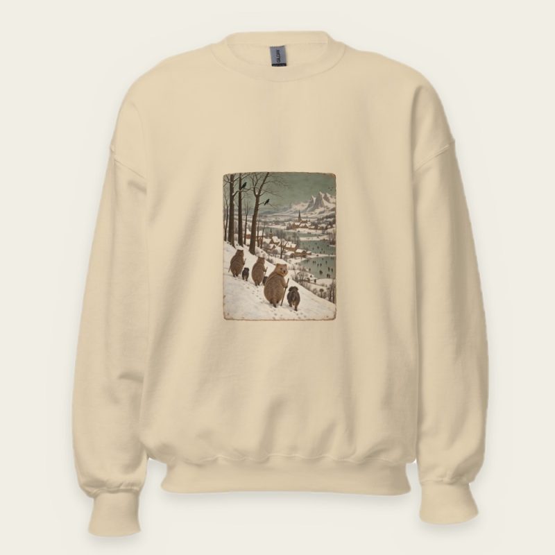 Quokkas in the Snow Sweatshirt – Bruegel Hunters Parody Christmas Crewneck