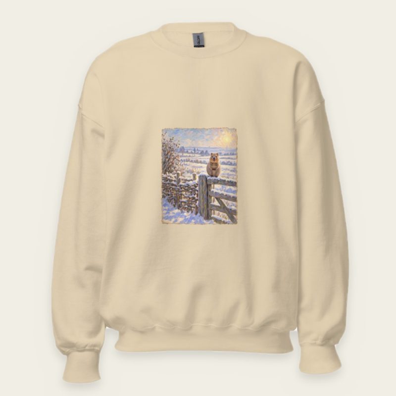 The Quokka on the Gate Sweatshirt – Monet Magpie Parody Christmas Crewneck