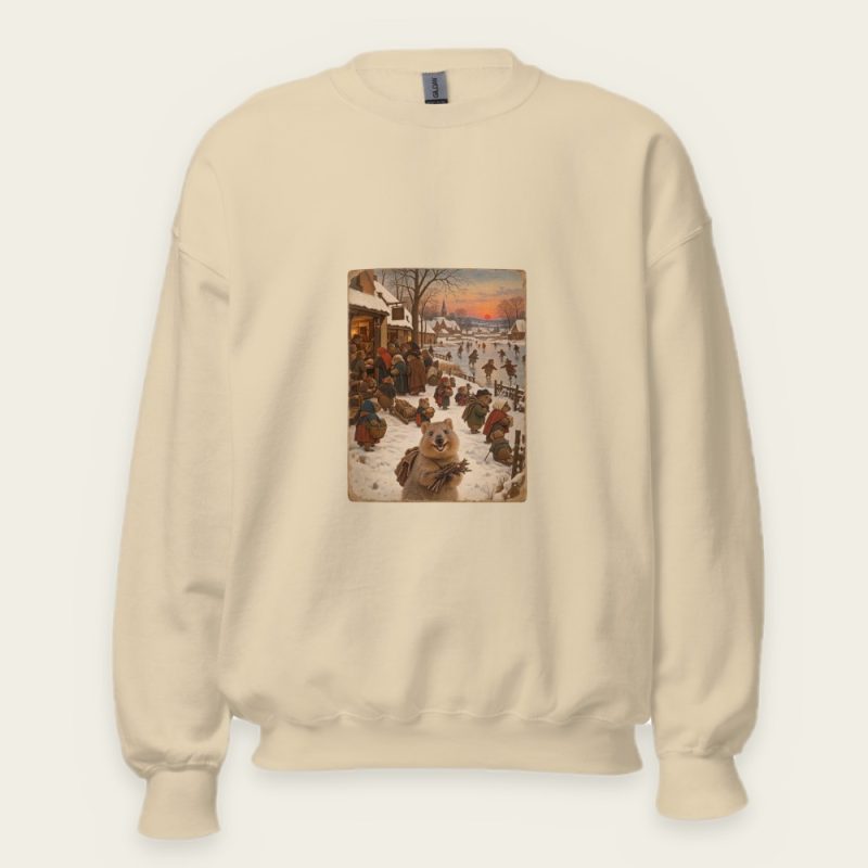 The Census at Rottnest Sweatshirt – Bruegel Winter Village Parody Christmas Crewneck