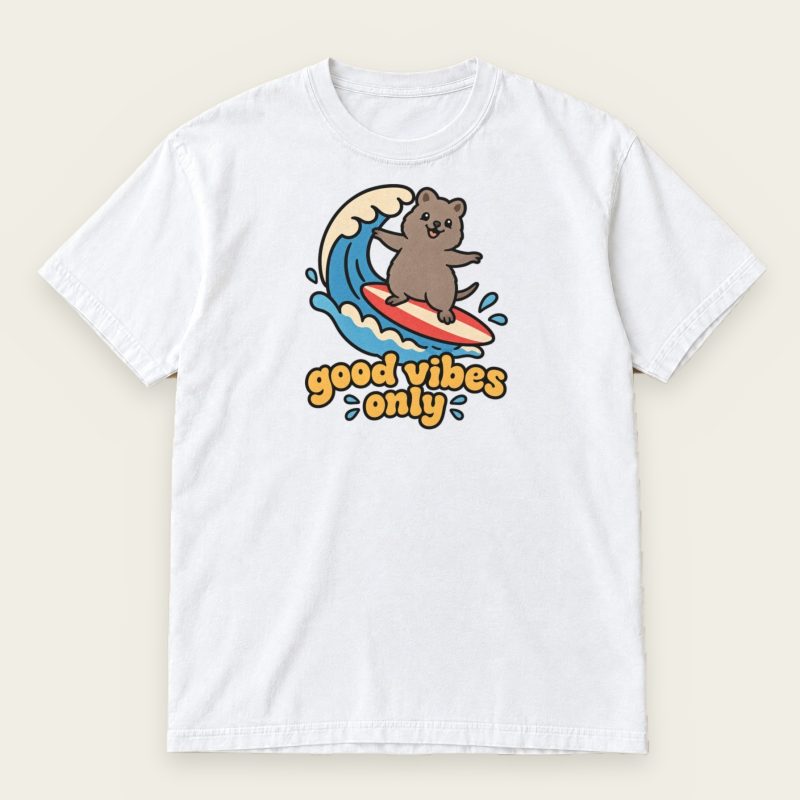 Good Vibes Only Quokka T-Shirt – Surfing Quokka Graphic Tee