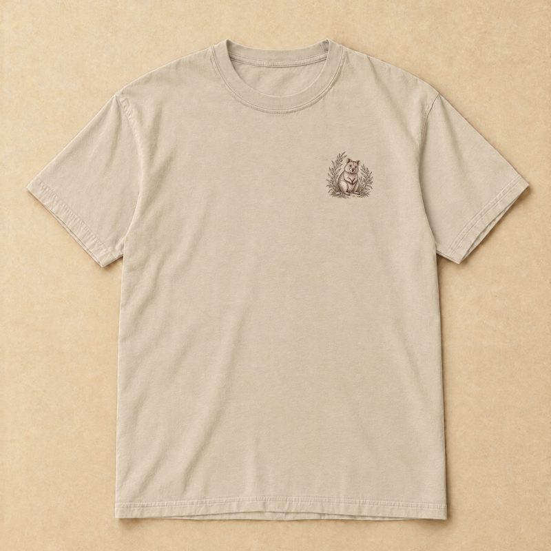 Quokka T-Shirt — Botanical Line Art Pocket Tee, Unisex Soft Cotton