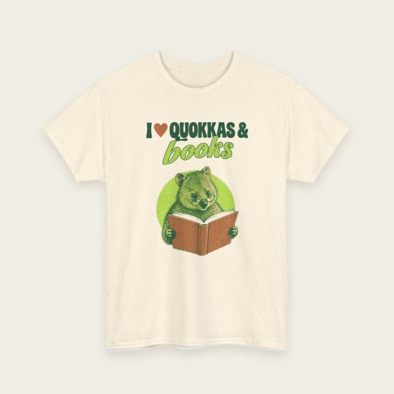 I Love Quokkas & Books t-shirt in Natural