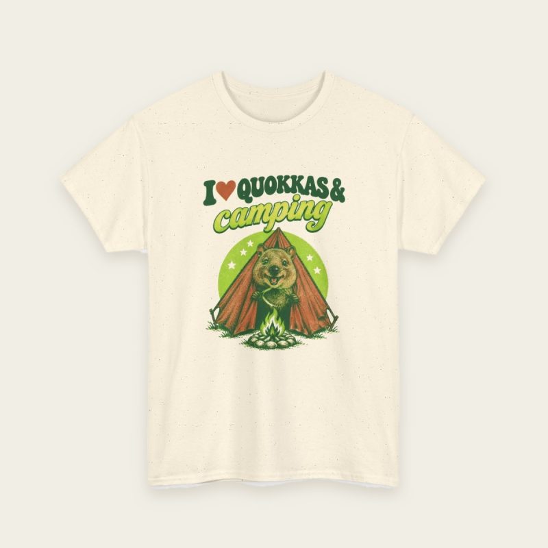 I Love Quokkas & Camping t-shirt in Natural