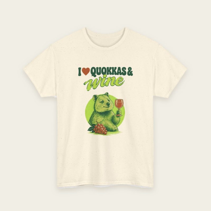 I Love Quokkas & Wine t-shirt in Natural