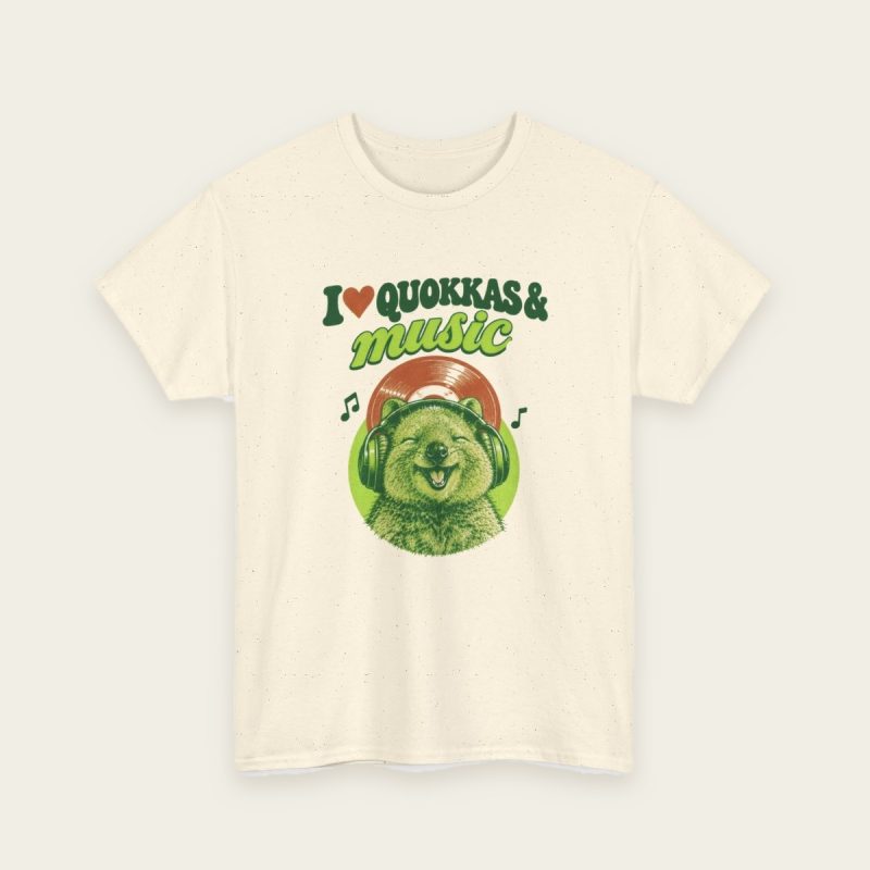 I Love Quokkas & Music t-shirt in Natural