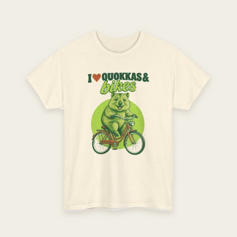 I Love Quokkas & Bikes t-shirt in Natural