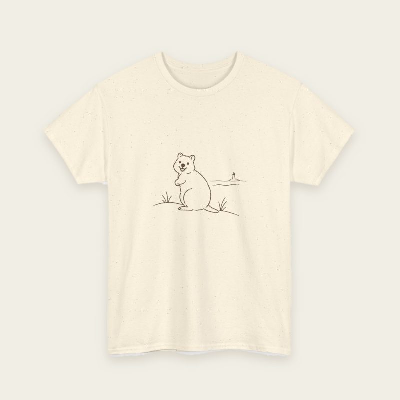 Quokka on the Dunes T-Shirt in Natural – fine line quokka sketch