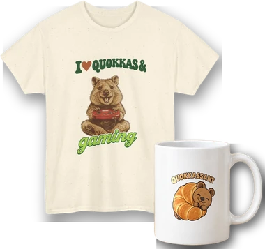 A Quokka Planet tee and mug