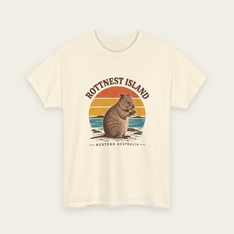 Rottnest Island retro quokka t-shirt in Natural