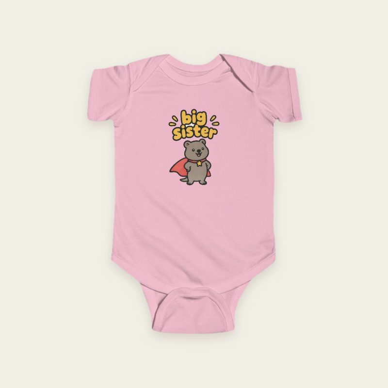 Big Sister quokka baby bodysuit in Pink