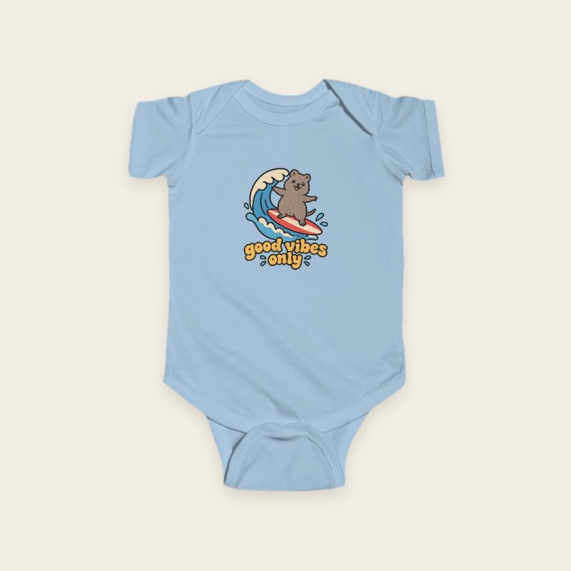 Good Vibes Only quokka baby bodysuit in Light Blue
