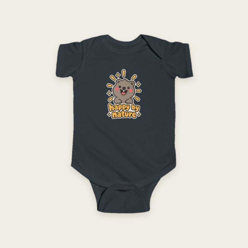 Happy by Nature quokka baby bodysuit in Black