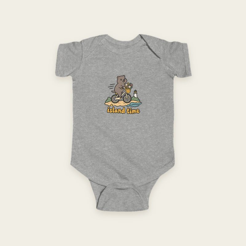 Island Time quokka baby bodysuit in Heather
