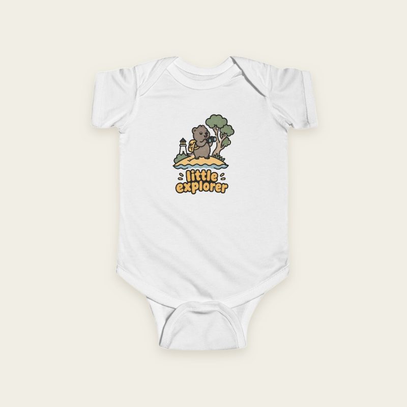 Little Explorer quokka baby bodysuit in White