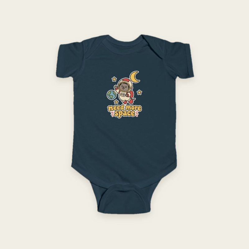 Need More Space quokka baby bodysuit in Navy