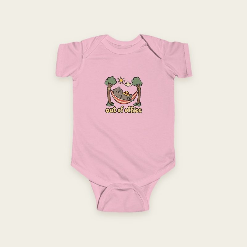 Out of Office quokka baby bodysuit in Pink