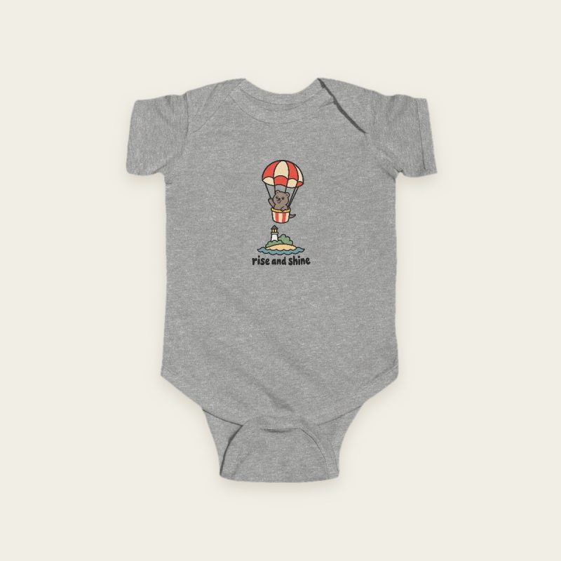 Rise and Shine quokka baby bodysuit in Heather