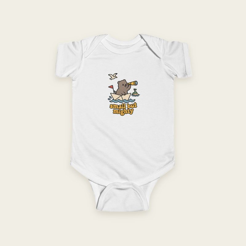 Small but Mighty quokka baby bodysuit in White