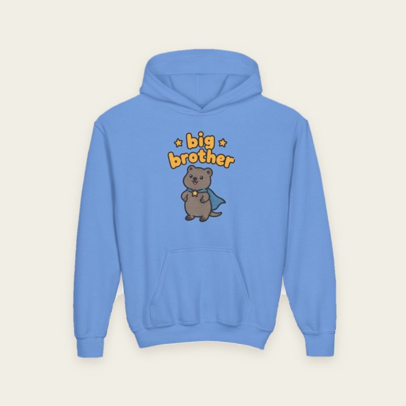 Big Brother Quokka Kids Hoodie – Super Quokka in a Blue Cape Gift for Little Ones