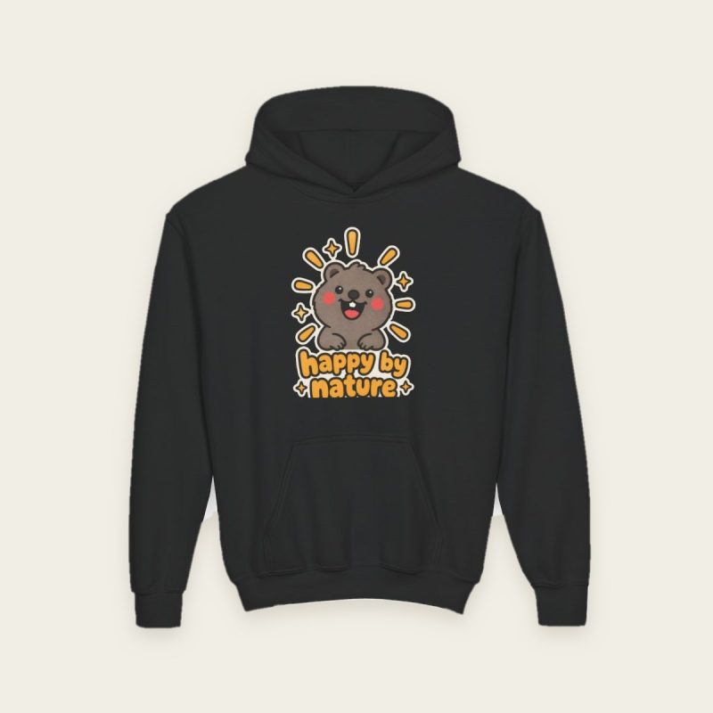 Happy by Nature quokka kids hoodie in Black