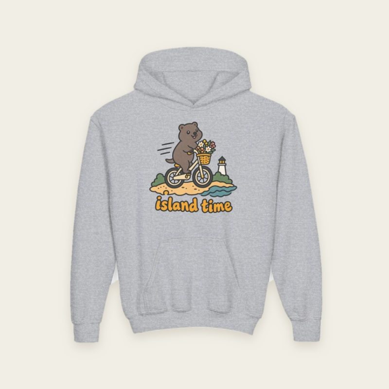 Island Time quokka kids hoodie in Sport Grey