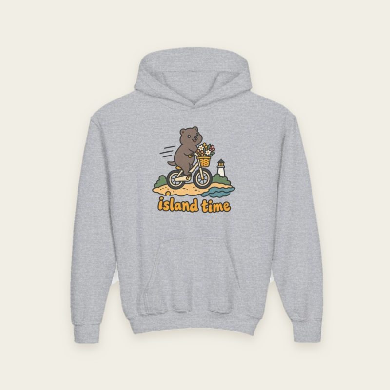 Island Time Quokka Kids Hoodie – Bike Ride Quokka Gift for Little Ones