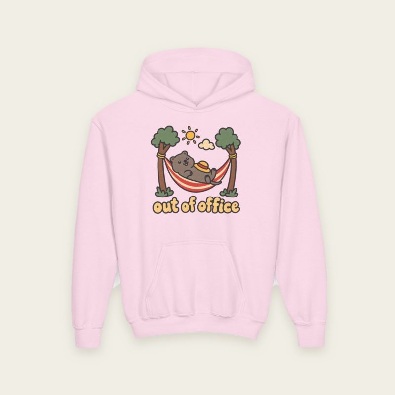 Out of Office quokka kids hoodie in Light Pink
