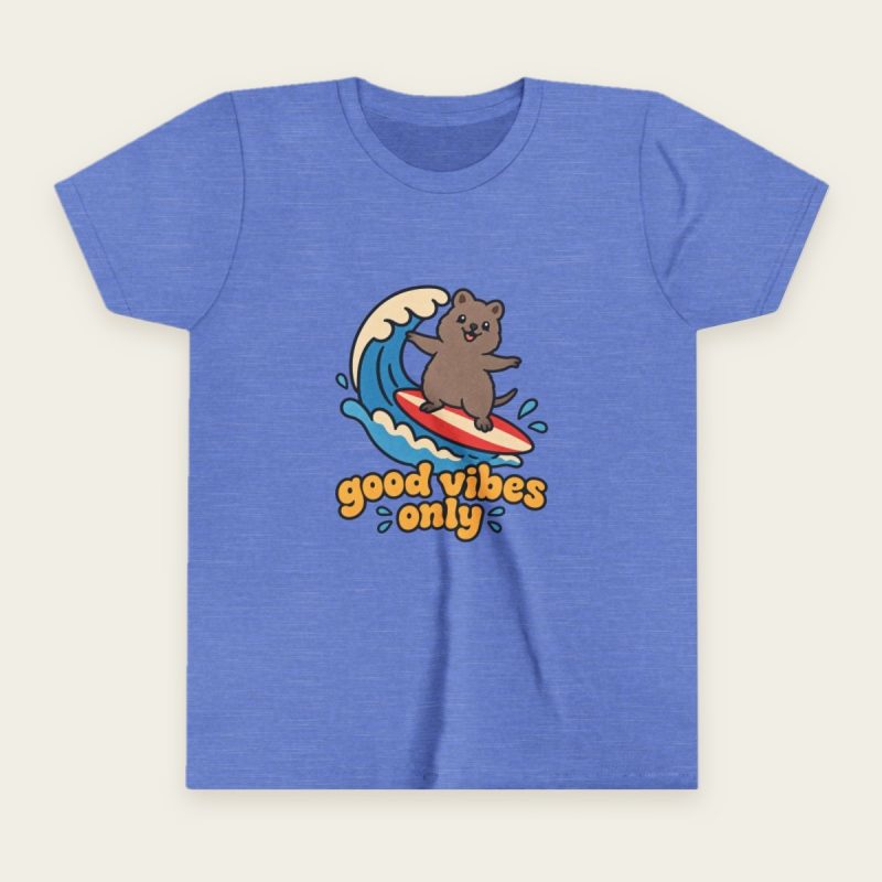 Good Vibes Only quokka kids T-shirt in Heather Columbia Blue