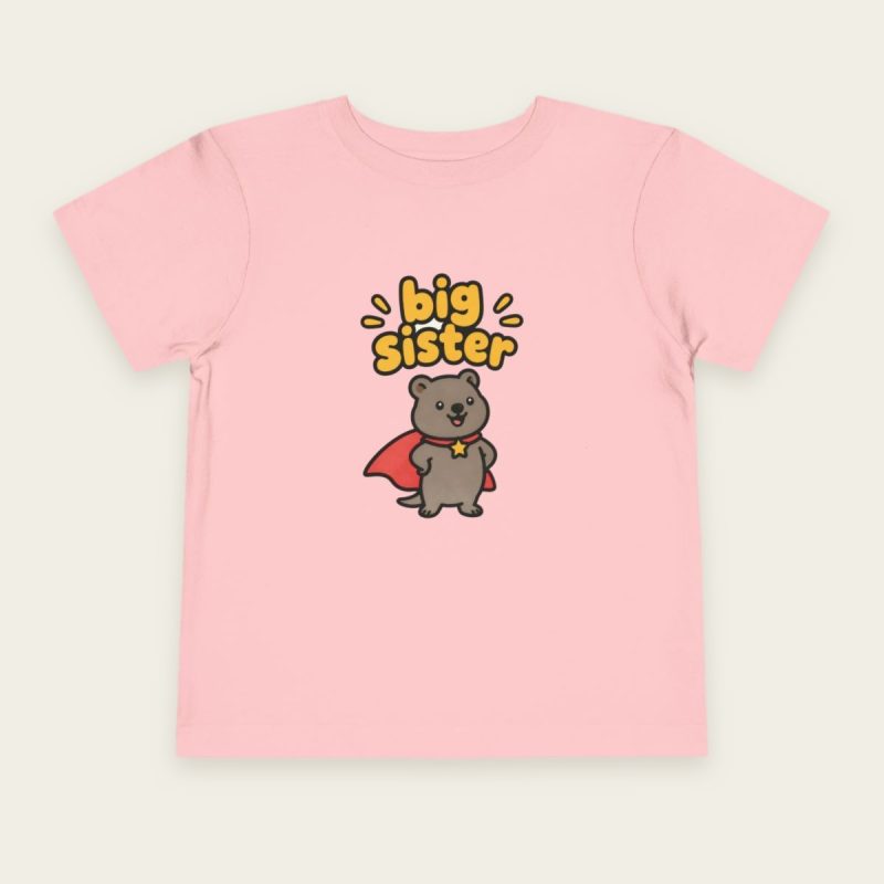 Big Sister quokka toddler T-shirt in Pink