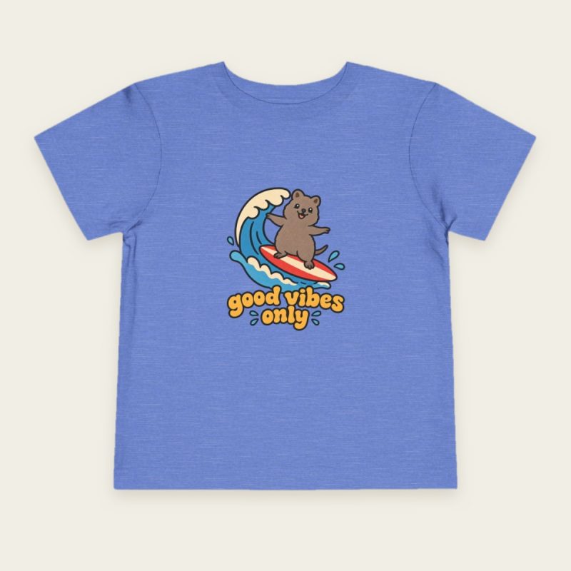 Good Vibes Only quokka toddler T-shirt in Heather Columbia Blue